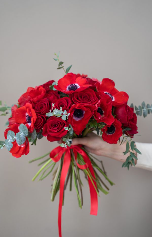 Lady in Red Flower Bouquet8
