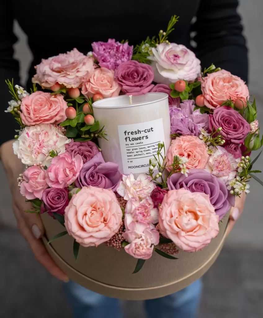 Marvelous Box of Spray Roses with Wax Flowers