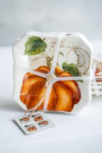 pumpkin patch square ceramic plate set