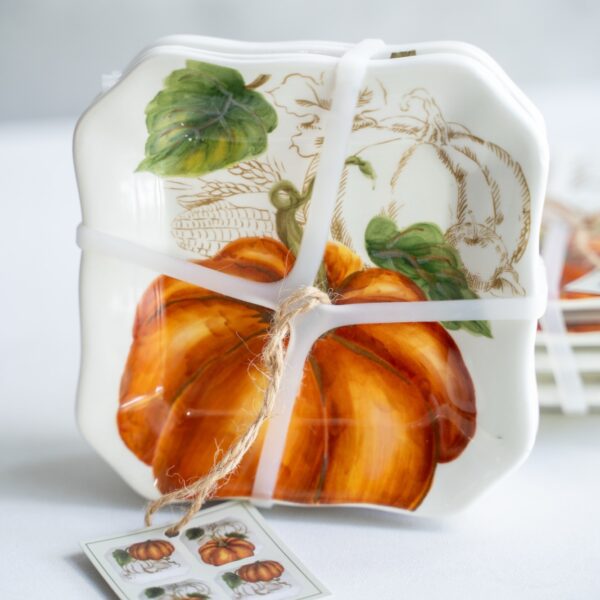 pumpkin patch square ceramic plate set