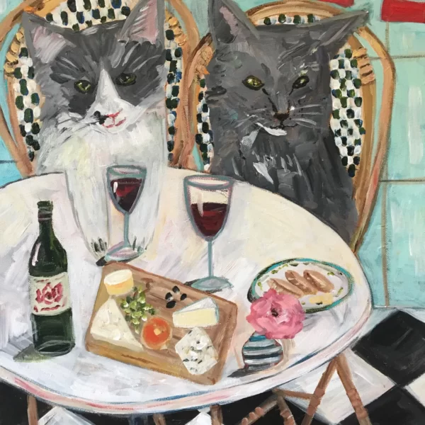 Valentine'S Day Flowers 22 Paris Cafe Cats | Greeting Card