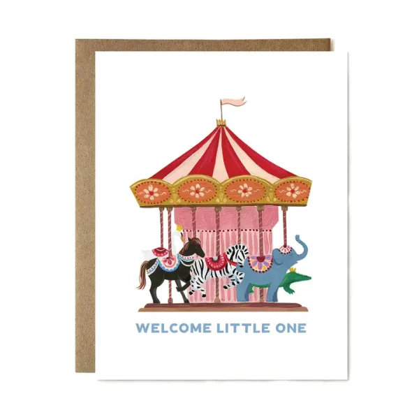 Welcome Little One Carousel | Greeting Card