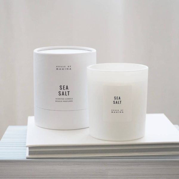 Sea Salt candle in white glass vessel